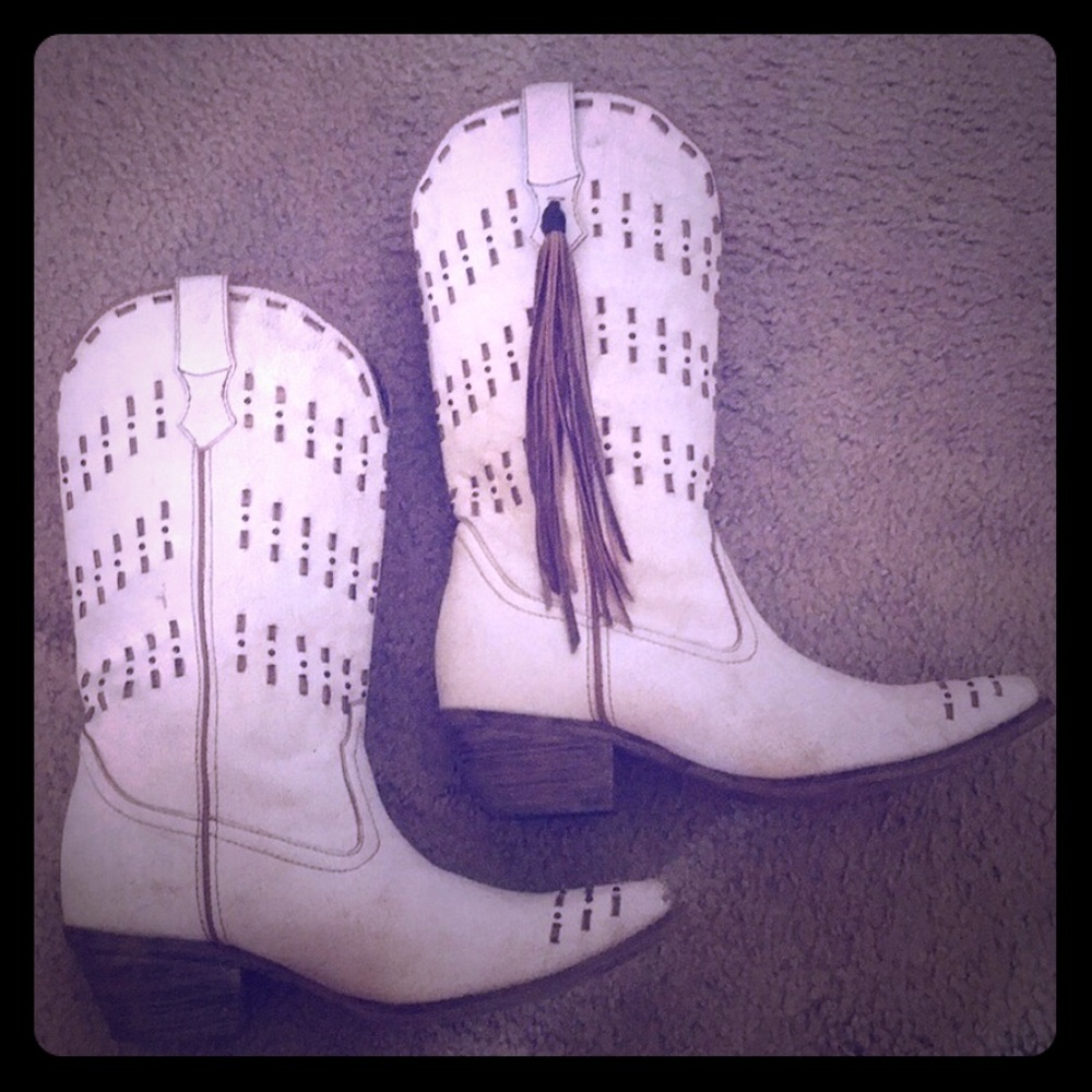 COPY - Laredo White Cowboy Cowgirl Boots - 8 - RA…